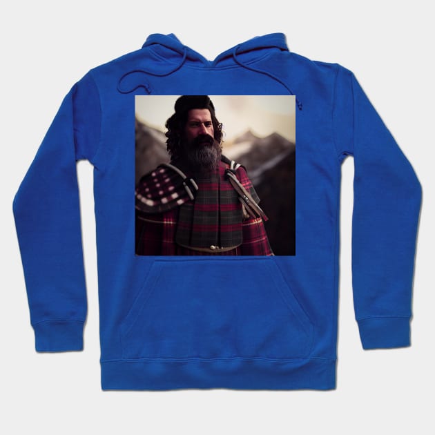 Scottish Highlander in Clan Tartan Hoodie by Grassroots Green